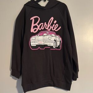 Barbie Kids Hoodie - Dark Gray with Pink and White Car Design